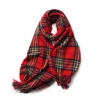 Korean Style Contrast Color Check Retro Artificial Cashmere Scarf Women's Winter Neck Warmer Warm All-matching Fashion Ins Factory Wholesale sku image 3