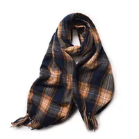 Korean Style Contrast Color Check Retro Artificial Cashmere Scarf Women's Winter Neck Warmer Warm All-matching Fashion Ins Factory Wholesale sku image 4