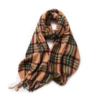 Korean Style Contrast Color Check Retro Artificial Cashmere Scarf Women's Winter Neck Warmer Warm All-matching Fashion Ins Factory Wholesale sku image 8