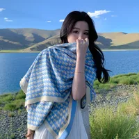 Women's Casual Houndstooth Imitation Cashmere Scarf main image 2