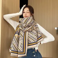 Women's Elegant Simple Style Stripe Flower Imitation Cashmere Scarf sku image 4