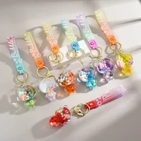 Liquid Oil Keychain Wholesale Cars And Bags Ornaments Cute Quicksand Bear Couple Key Chain Accessories Small Pendant main image 1