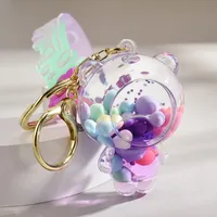 Liquid Oil Keychain Wholesale Cars And Bags Ornaments Cute Quicksand Bear Couple Key Chain Accessories Small Pendant main image 3