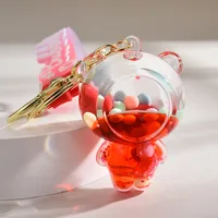 Liquid Oil Keychain Wholesale Cars And Bags Ornaments Cute Quicksand Bear Couple Key Chain Accessories Small Pendant sku image 4