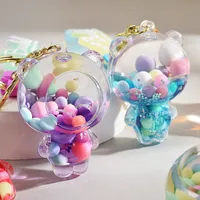 Liquid Oil Keychain Wholesale Cars And Bags Ornaments Cute Quicksand Bear Couple Key Chain Accessories Small Pendant main image 5