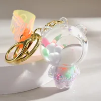 Liquid Oil Keychain Wholesale Cars And Bags Ornaments Cute Quicksand Bear Couple Key Chain Accessories Small Pendant sku image 2