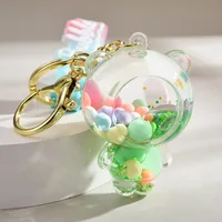 Liquid Oil Keychain Wholesale Cars And Bags Ornaments Cute Quicksand Bear Couple Key Chain Accessories Small Pendant sku image 1