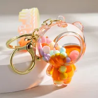 Liquid Oil Keychain Wholesale Cars And Bags Ornaments Cute Quicksand Bear Couple Key Chain Accessories Small Pendant sku image 7