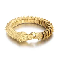 Hip-Hop Rock Solid Color Dragon Stainless Steel 18K Gold Plated Bracelets In Bulk main image 2