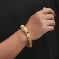 Hip-Hop Rock Solid Color Dragon Stainless Steel 18K Gold Plated Bracelets In Bulk main image 3