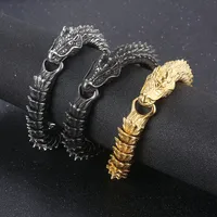 Hip-Hop Rock Solid Color Dragon Stainless Steel 18K Gold Plated Bracelets In Bulk main image 1