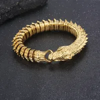 Hip-Hop Rock Solid Color Dragon Stainless Steel 18K Gold Plated Bracelets In Bulk main image 4