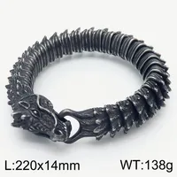 Hip-Hop Rock Solid Color Dragon Stainless Steel 18K Gold Plated Bracelets In Bulk sku image 4