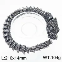 Hip-Hop Rock Solid Color Dragon Stainless Steel 18K Gold Plated Bracelets In Bulk sku image 3