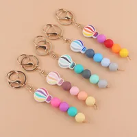 Korean Style Tassel Hot Air Balloon Silica Gel Metal Beaded Unisex Bag Pendant Keychain main image 1