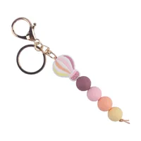 Korean Style Tassel Hot Air Balloon Silica Gel Metal Beaded Unisex Bag Pendant Keychain sku image 2