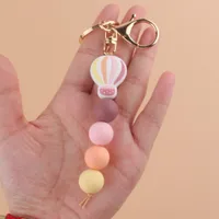 Korean Style Tassel Hot Air Balloon Silica Gel Metal Beaded Unisex Bag Pendant Keychain main image 3