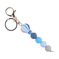 Korean Style Tassel Hot Air Balloon Silica Gel Metal Beaded Unisex Bag Pendant Keychain sku image 1