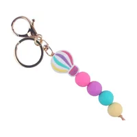 Korean Style Tassel Hot Air Balloon Silica Gel Metal Beaded Unisex Bag Pendant Keychain sku image 3