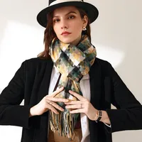 Women's Elegant Lady Plaid Imitation Cashmere Tassel Scarf main image 2