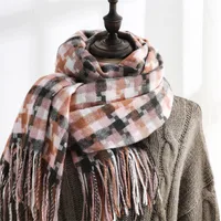 Women's Elegant Lady Plaid Imitation Cashmere Tassel Scarf sku image 6