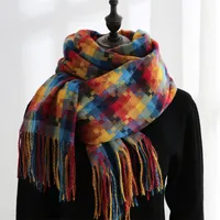 Women's Elegant Lady Plaid Imitation Cashmere Tassel Scarf sku image 3