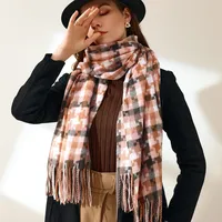 Women's Elegant Lady Plaid Imitation Cashmere Tassel Scarf main image 3