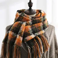 Women's Elegant Lady Plaid Imitation Cashmere Tassel Scarf sku image 7