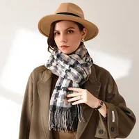 Women's Elegant Lady Plaid Imitation Cashmere Tassel Scarf main image 4