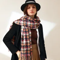 Women's Elegant Lady Plaid Imitation Cashmere Tassel Scarf main image 1