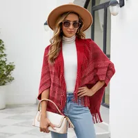 Women's Casual Simple Style Stripe Knit Tassel Shawl main image 1