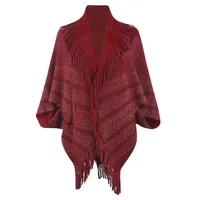 Women's Casual Simple Style Stripe Knit Tassel Shawl main image 4