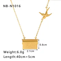 304 Stainless Steel 18K Gold Plated IG Style Simple Style Artistic Plating Hollow Out Inlay Envelope Heart Shape Rhinestones Pendant Necklace sku image 1