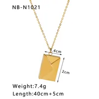 304 Stainless Steel 18K Gold Plated IG Style Simple Style Artistic Plating Hollow Out Inlay Envelope Heart Shape Rhinestones Pendant Necklace sku image 6