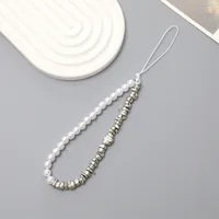Lady Pearl Arylic Beaded Plating Chain Mobile Phone Chain main image 3
