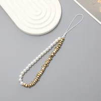 Lady Pearl Arylic Beaded Plating Chain Mobile Phone Chain main image 4