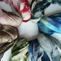 New Cotton Linen Linen Handmade Tie-dyed Scarf Retro Ethnic Long Women's Shawl Summer Sunscreen Scarf main image 5