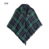Women's Casual Simple Style Lattice Imitation Cashmere Tassel Shawl sku image 1