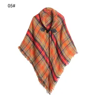 Women's Casual Simple Style Lattice Imitation Cashmere Tassel Shawl sku image 3
