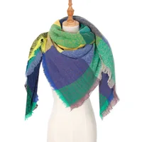 Amazon Hot European And American Autumn And Winter New Herringbone Pattern Small Plaid Bristle Square Scarf Split Triangle Shawl Scarf sku image 4
