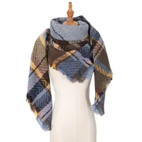 Amazon Hot European And American Autumn And Winter New Herringbone Pattern Small Plaid Bristle Square Scarf Split Triangle Shawl Scarf sku image 14
