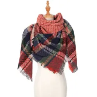 Amazon Hot European And American Autumn And Winter New Herringbone Pattern Small Plaid Bristle Square Scarf Split Triangle Shawl Scarf sku image 13