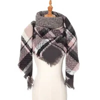 Amazon Hot European And American Autumn And Winter New Herringbone Pattern Small Plaid Bristle Square Scarf Split Triangle Shawl Scarf sku image 15