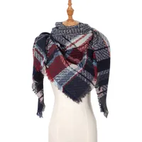 Amazon Hot European And American Autumn And Winter New Herringbone Pattern Small Plaid Bristle Square Scarf Split Triangle Shawl Scarf sku image 16