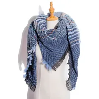 Amazon Hot European And American Autumn And Winter New Herringbone Pattern Small Plaid Bristle Square Scarf Split Triangle Shawl Scarf sku image 22