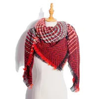 Amazon Hot European And American Autumn And Winter New Herringbone Pattern Small Plaid Bristle Square Scarf Split Triangle Shawl Scarf sku image 24