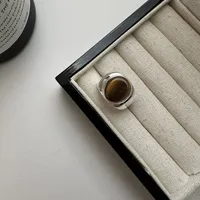 925 Sterling Silver Tiger Eye Round Rings main image 3