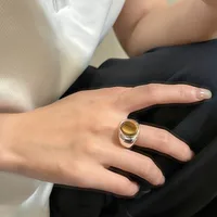 925 Sterling Silver Tiger Eye Round Rings main image 5