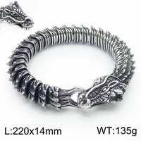 Hip-Hop Rock Solid Color Dragon Stainless Steel 18K Gold Plated Bracelets In Bulk sku image 5