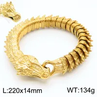 Hip-Hop Rock Solid Color Dragon Stainless Steel 18K Gold Plated Bracelets In Bulk sku image 1